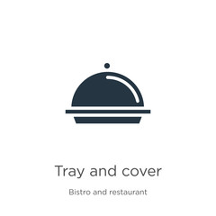 Fototapeta premium Tray and cover icon vector. Trendy flat tray and cover icon from bistro and restaurant collection isolated on white background. Vector illustration can be used for web and mobile graphic design, logo,