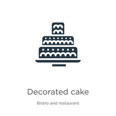Decorated cake icon vector. Trendy flat decorated cake icon from bistro and restaurant collection isolated on white background. Vector illustration can be used for web and mobile graphic design, logo,