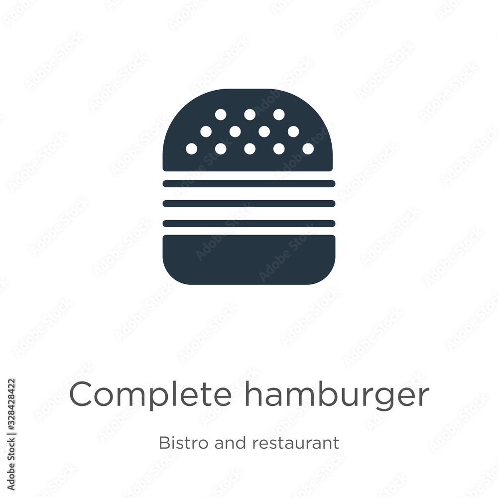 Poster complete hamburger icon vector. trendy flat complete hamburger icon from bistro and restaurant colle