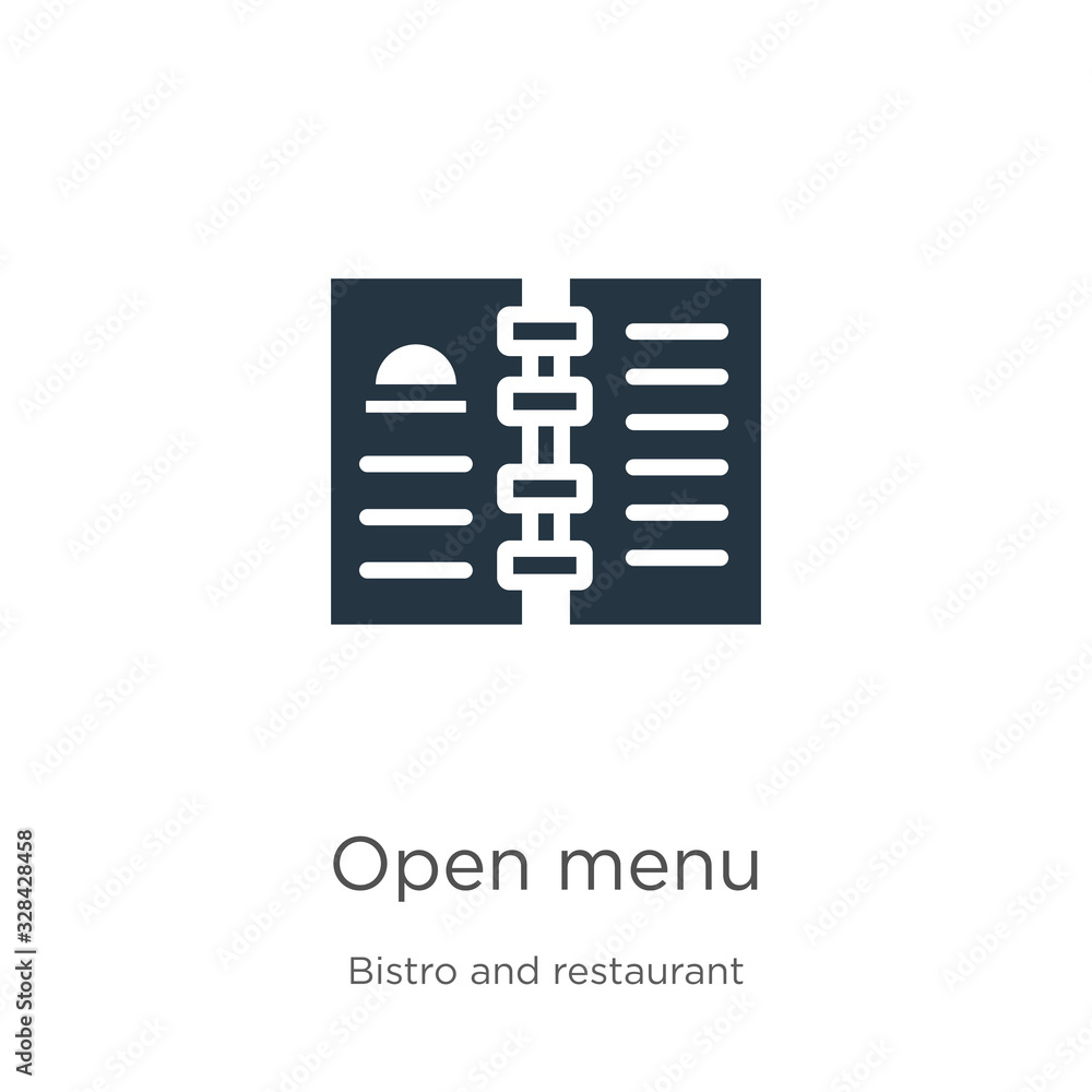 Poster open menu icon vector. trendy flat open menu icon from bistro and restaurant collection isolated on 