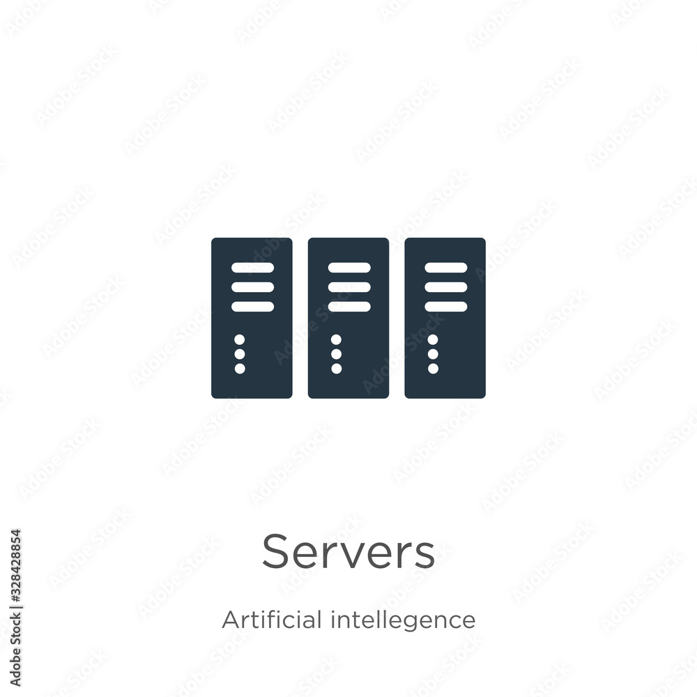 Poster servers icon vector. trendy flat servers icon from artificial intelligence collection isolated on wh