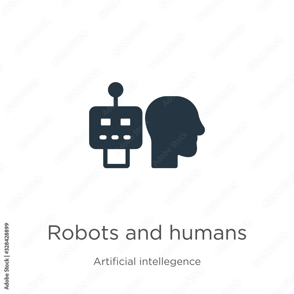 Aufkleber robots and humans icon vector. trendy flat robots and humans icon from artificial intellegence and f