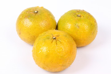 Fresh Oranges Harvest isolated on white background.