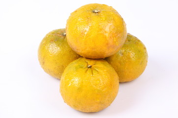 Fresh Oranges Harvest isolated on white background.