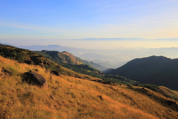 Fototapeta premium The grassland on the hills in the morning