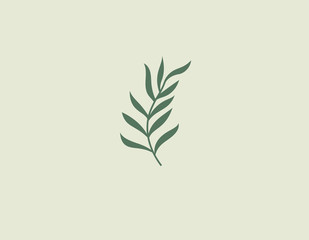 Abstract simple icon of green color sprig of plants with leaves for your company