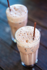 iced coffee and iced chocolate in coffee shop