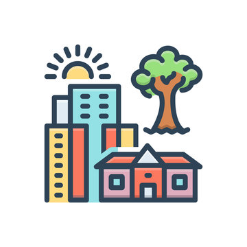 Color Illustration Icon For  Hometown