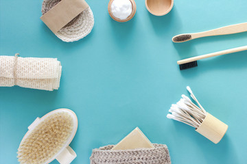 Natural self care products. , eco friendly bathroom and spa accessories.Zero waste concept.