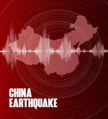 China Earthquake Wave alert on map 