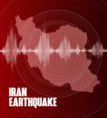 Iran Earthquake Wave alert on map 