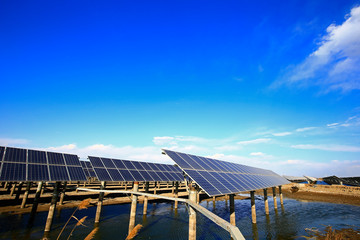 Solar panels on the water