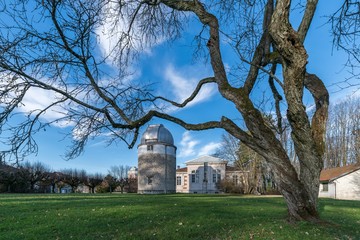 Observatory, astronomical observatory building with grassland in Besancon, France