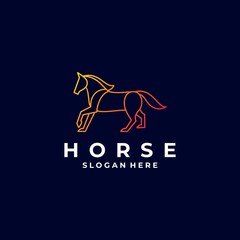 Vector Logo Illustration Horse Gradient Line Art Style.