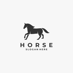Vector Logo Illustration Horse Silhouette Style.
