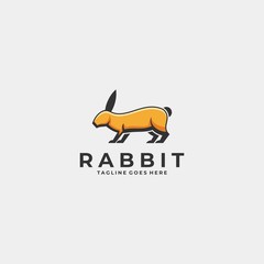 Vector Logo Illustration Rabbit Mascot Cartoon Style.