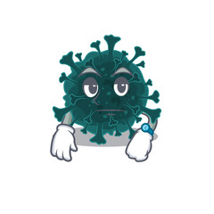 Coronavirus COVID 19 on waiting gesture mascot design style