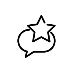 Feedback line icon. Customer and user review symbol with speech bubble and star isolated on white. Editable stroke. Product rating vector illustration for web site, design, app, ad, social media