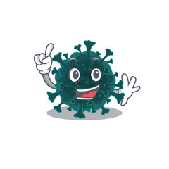 One Finger coronavirus COVID 19 in mascot cartoon character style