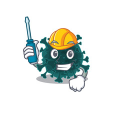 Smart automotive coronavirus COVID 19 presented in cartoon character design