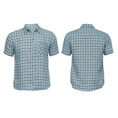 Green and black check shirt , ghost dummy mannequin, isolated check shirt Front and Back