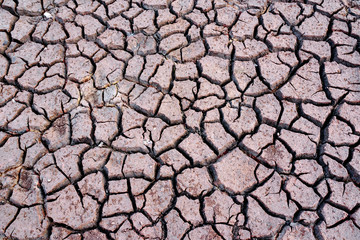 Ground soil surface Mosaic pattern of dry, sunny soil in the northeast region of Thailand
