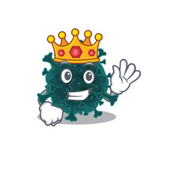 The Royal King of coronavirus COVID 19 cartoon character design with crown