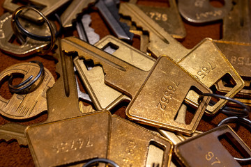 macro photo of various keys for locks