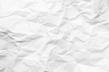 White crumpled paper texture background. Clean white paper. Top view.	