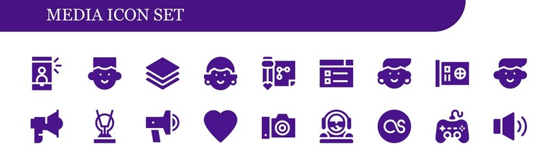 Modern Simple Set of media Vector filled Icons
