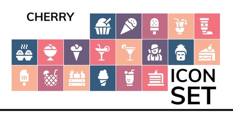 cherry icon set