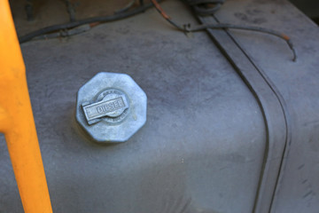 Cover diesel fuel tank of truck background. Close up view.