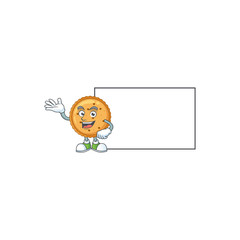 Cheerful peanut butter cookies mascot style design with whiteboard