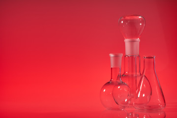 Chemical vessels. Glass flasks. Laboratory utensil.