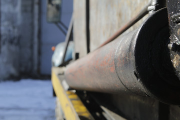 Cylinder of the crane boom lifting mechanism of the manipulator.