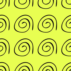 Hand drawn seamless pattern on yellow background.