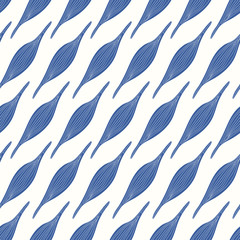 vector blue ethnic petal seamless pattern on white