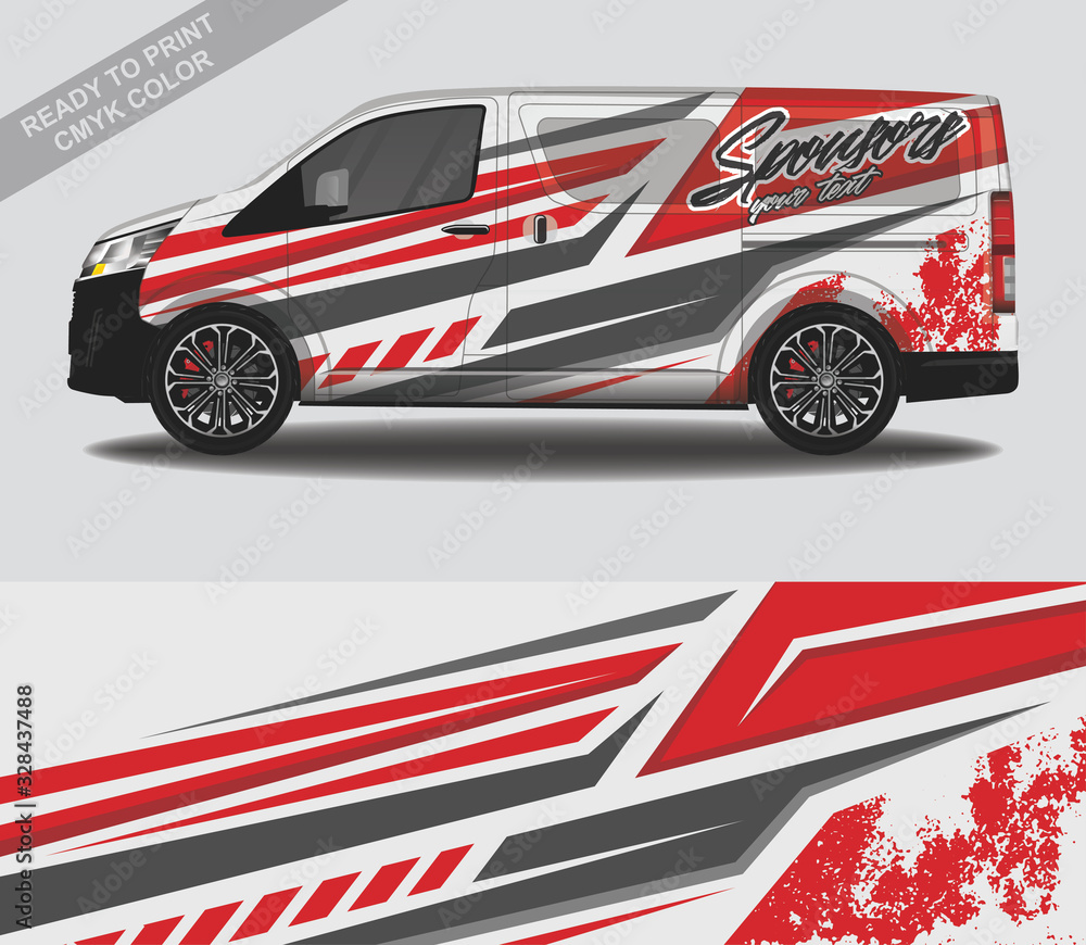 Poster Car wrap decal design vector, custom livery race rally car vehicle sticker and tinting.