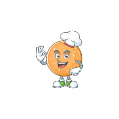 Sugar cookies cartoon character in a chef dress and white hat