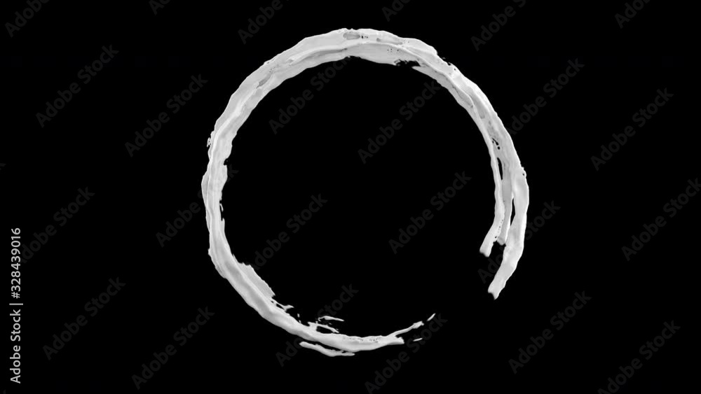 Poster 4k slow motion milk movement to circle shape. 3d animation include alpha channel.
