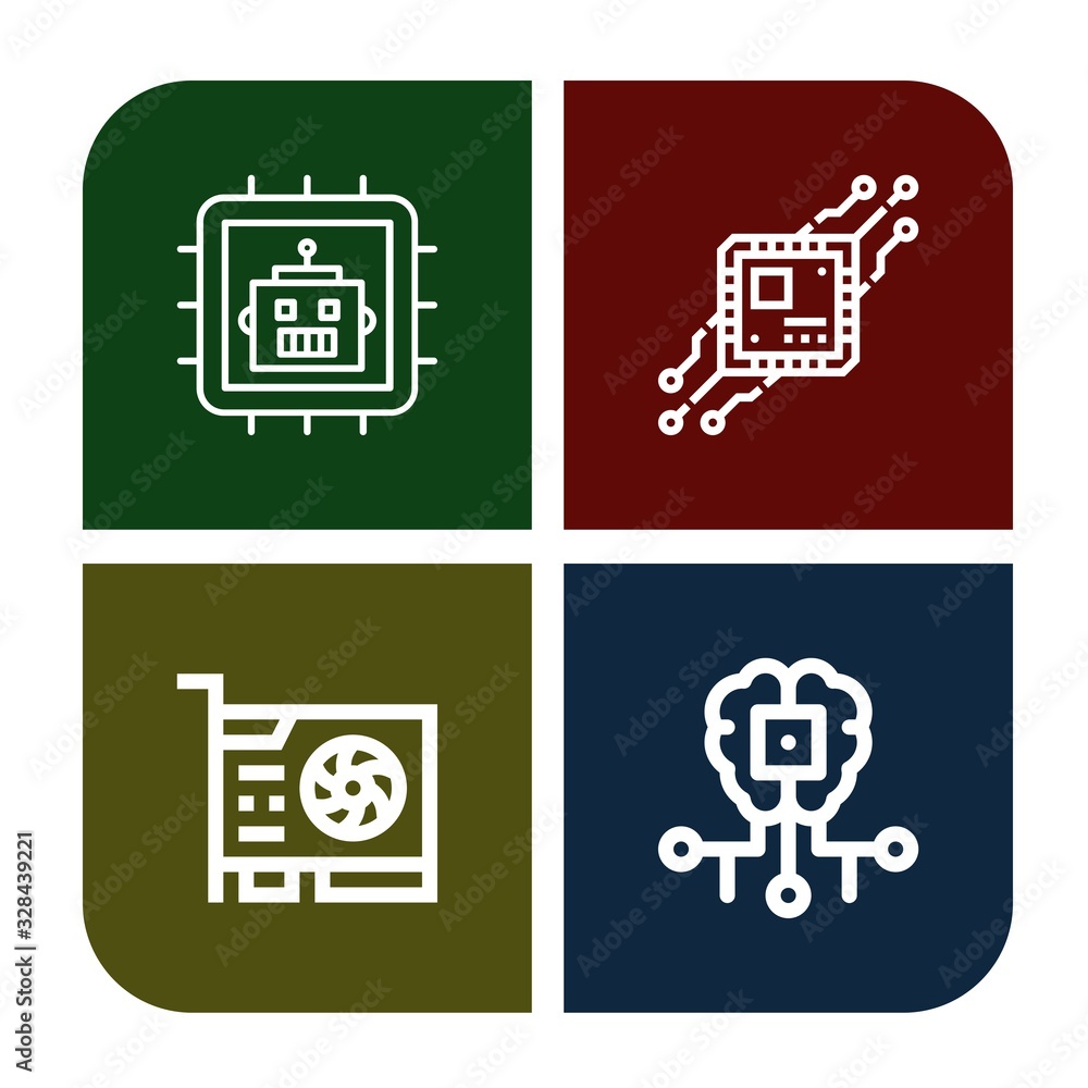 Poster set of processor icons