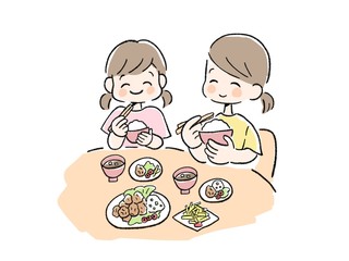 母　娘　2人 ごはん