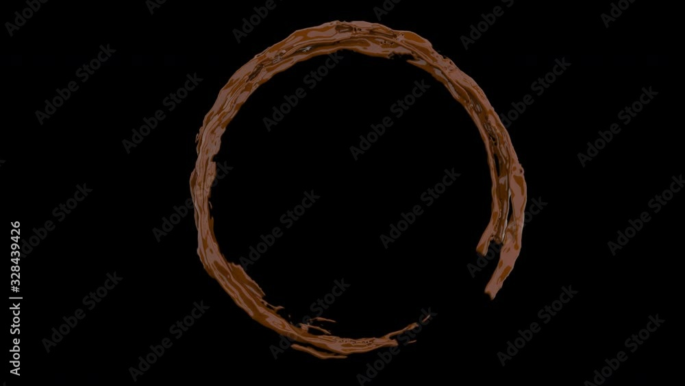 Poster 4k slow motion chocolate movement to circle shape. 3d animation include alpha channel.