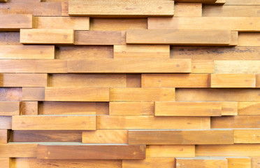 Wooden pattern creating abstract geometric wall