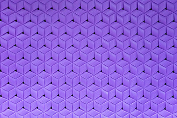 Close up of purple cubic perspective. Hexagon pattern with woven texture