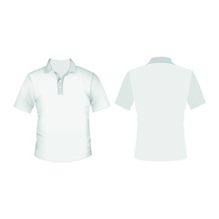 Vector illustration of White men's polo, ghost dummy mannequin, Blank T-shirt Front and Back, White Blank T-shirt Front and Back