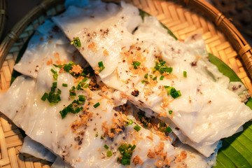 Banh Cuon, Vietnamese steamed rice paper meat meal