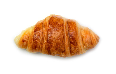 Delicious fresh homemade croissant isolated on white background