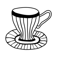 Mug for tea or coffee. Illustration for greeting card, decoration, scrapbooking and other design.