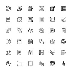 Editable 36 sheet icons for web and mobile